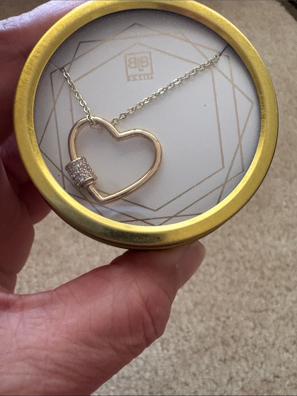 NIB BB LILA Gold Heart Pendant Necklace with Pave Accent - Women Jewelry